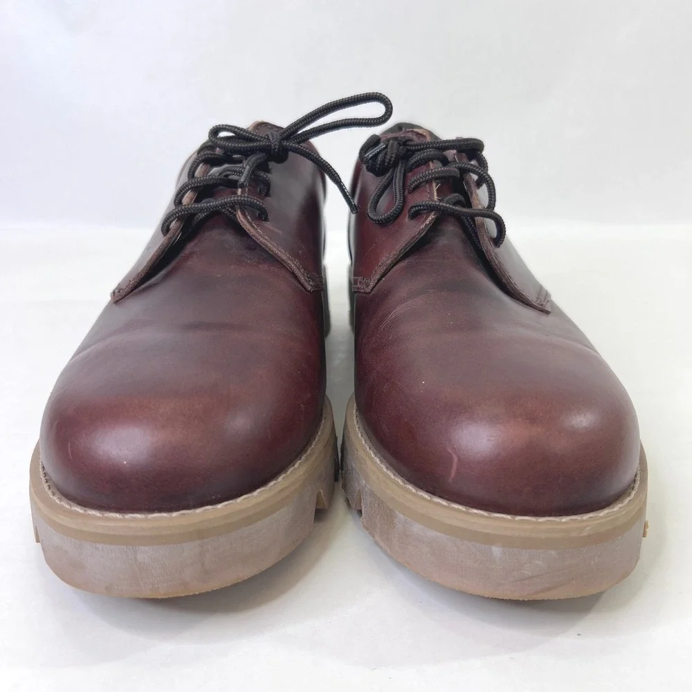 Eastland Mens Burgundy Leather Vibram Lug Sole Oxford Shoes 14 D 6401 L